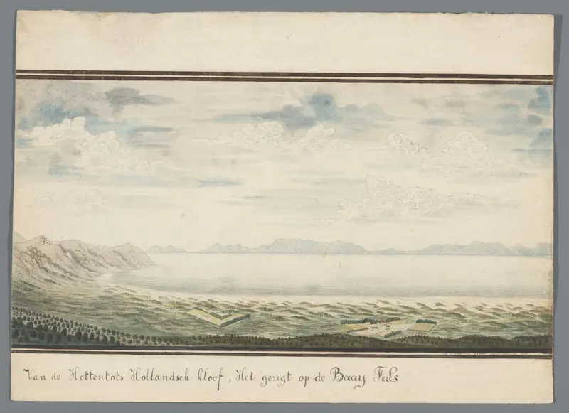 Weids gezicht op de Tafelberg, Valsbaai en de Hottentots-Hollandkloof (middenblad) Wall Art by Unknown - High-Resolution Digital Print