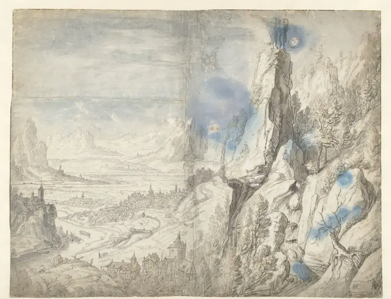 Weids landschap met de verzoeking van Christus Wall Art by Herman Saftleven - High-Resolution Digital Print