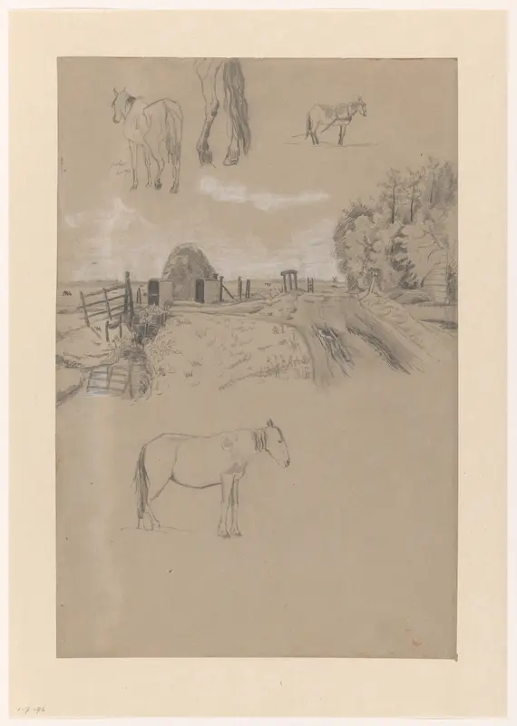 Weiland en studies van een paard Wall Art by Unknown - High-Resolution Digital Print
