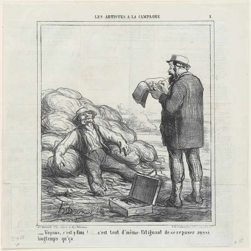 Well, are you finally finished?... after all, it's tiring to relax for such a long time, from "The countryside artists" Wall Art by Honoré Daumier - High-Resolution Digital Print