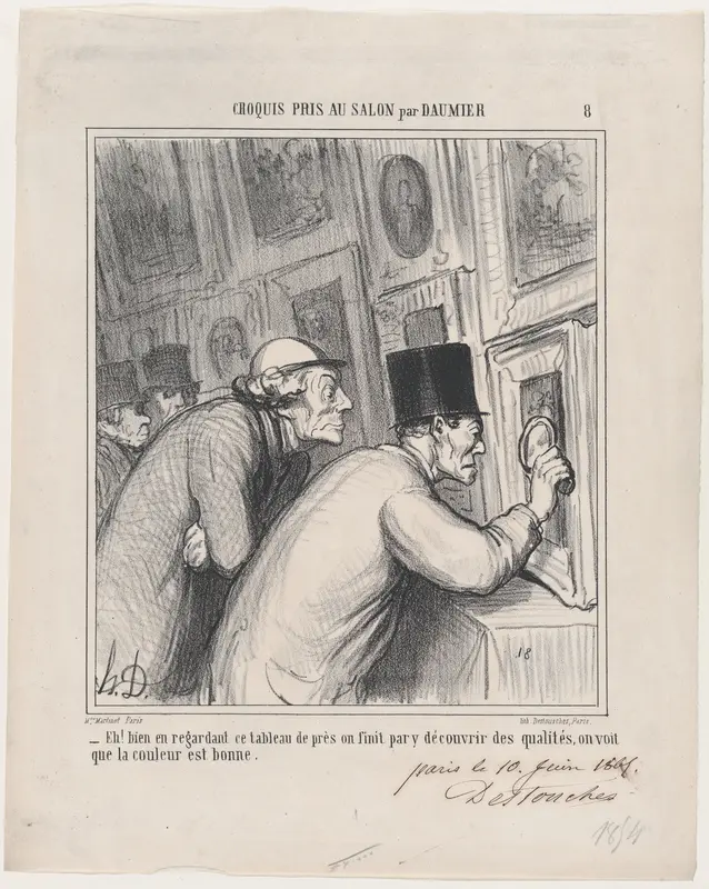 Well, if you look very closely, you might end up finding some quality! The color seems to be good, from 'Sketches from the Salon,' published in Le Charivari, June 16, 1865 Wall Art by Honoré Daumier - High-Resolution Digital Print