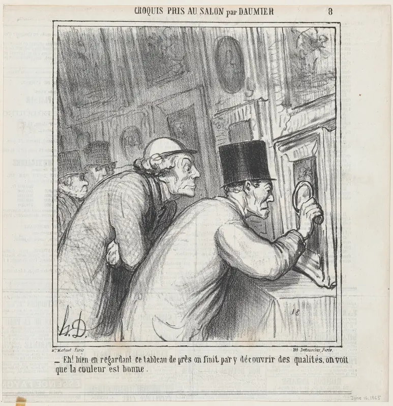 Well, if you look very closely, you might end up finding some quality! The color seems to be good., from 'Sketches from the Salon,' published in Le Charivari, June 16, 1865 Wall Art by Honoré Daumier - High-Resolution Digital Print