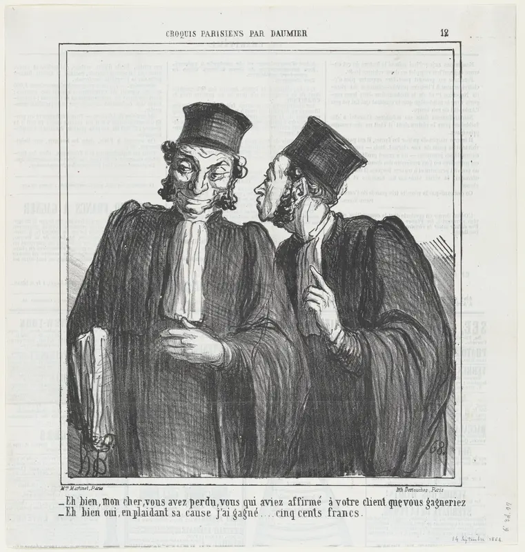 Well my friend, it seems you have lost..., from 'Parisian sketches,' published in Le Charivari, September 14, 1864 Wall Art by Honoré Daumier - High-Resolution Digital Print