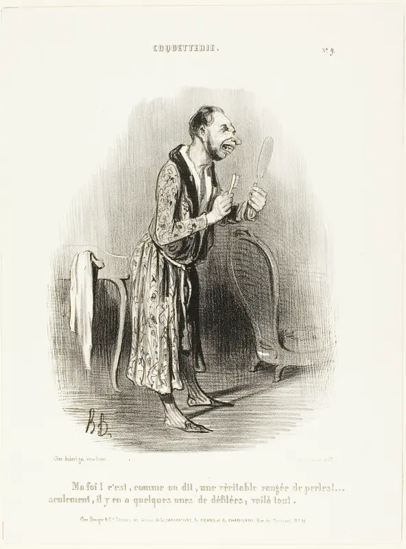 “Well...as the saying goes, like a genuine string of pearls, .... only some of them have become unthreaded, that's all!,” plate 9 from Coquetterie