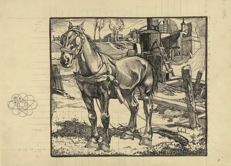 Werkpaard, bij een heimachine rustend Wall Art by Johannes Josephus Aarts - High-Resolution Digital Print