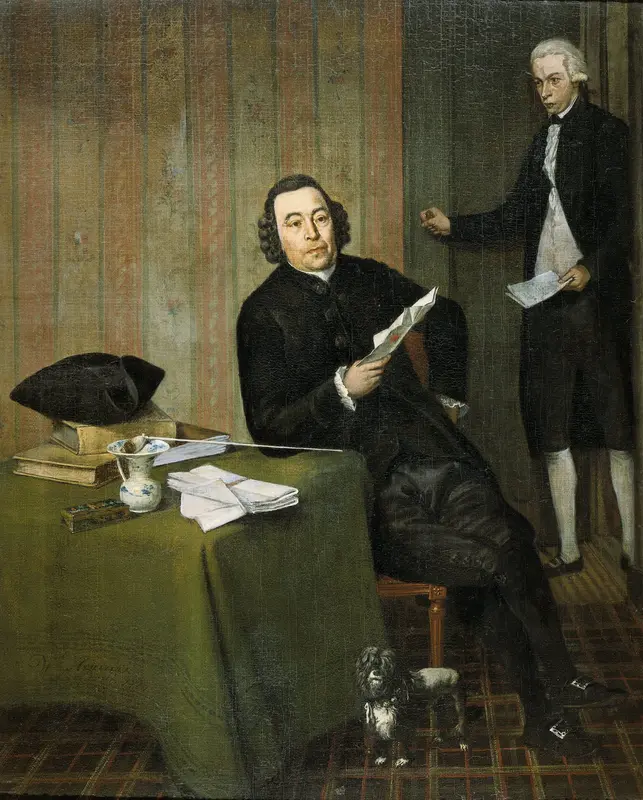 Wernerus Köhne  (1725/26-88), Notary of Haarlem, with his Clerk Jan Bosch Wall Art by Wybrand Hendriks - High-Resolution Digital Print