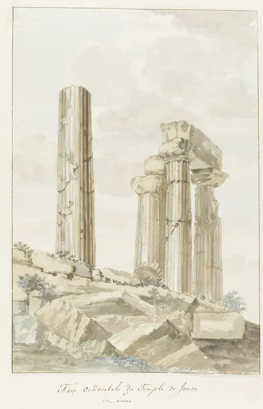 Westgevel van tempel van Juno Lucina Wall Art by Louis Ducros - High-Resolution Digital Print