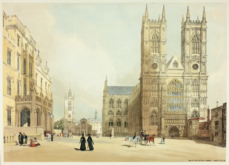 Westminster Abbey, Hospital and Company, plate seven from Original Views of London as It Is Wall Art by Thomas Shotter Boys - High-Resolution Digital Print