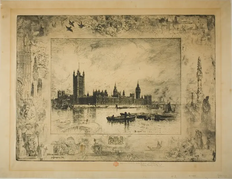 Westminster Palace, London Wall Art by Félix Hilaire Buhot - High-Resolution Digital Print