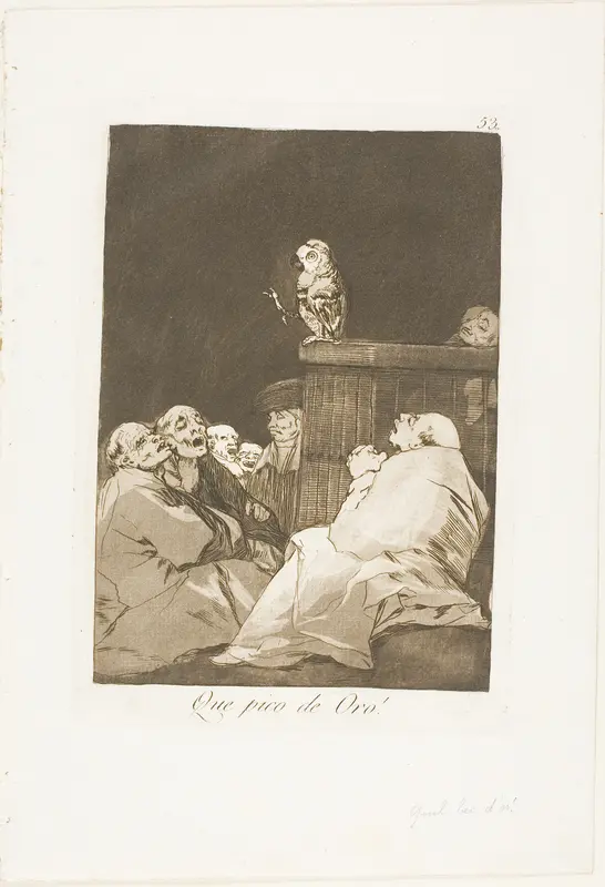 What a Golden Beak!, plate 53 from Los Caprichos