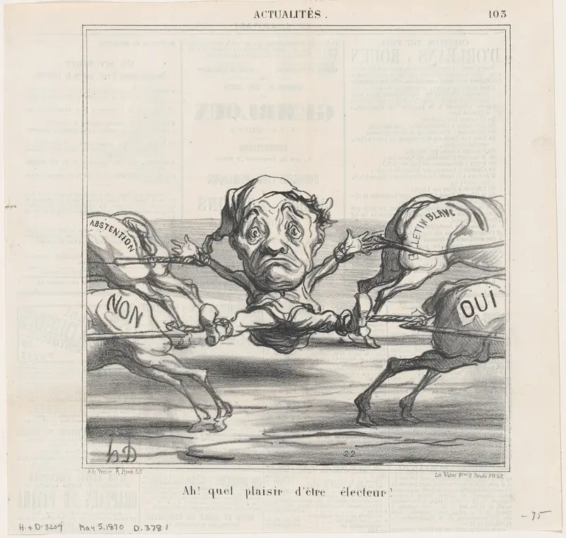 What a joy to be a voter!, from 'News of the day,' published in Le Charivari, May 5, 1870 Wall Art by Honoré Daumier - High-Resolution Digital Print