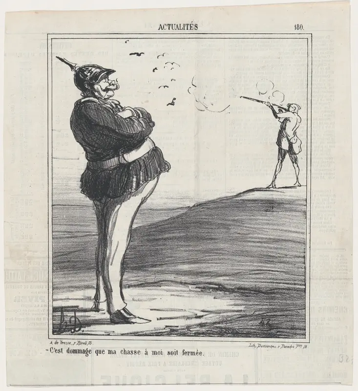 What a shame that I am not allowed go hunting, from 'News of the day,' published in "Le Charivari" Wall Art by Honoré Daumier - High-Resolution Digital Print