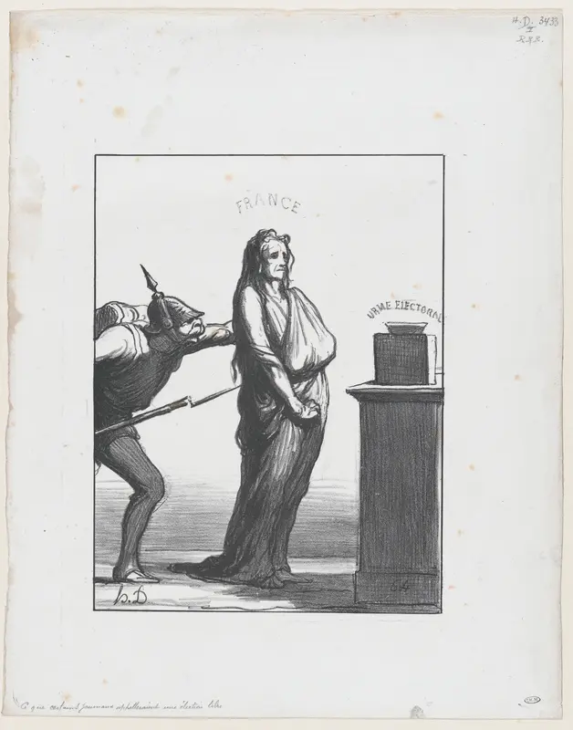 What certain newspapers would call a free election, from 'News of the day' Wall Art by Honoré Daumier - High-Resolution Digital Print
