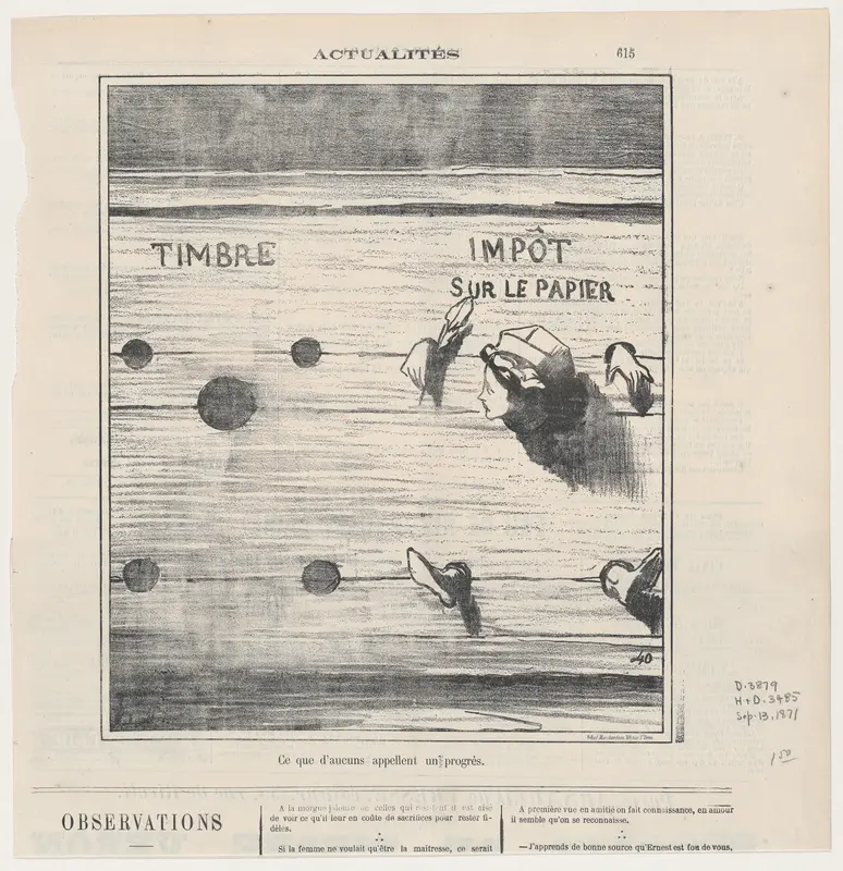 What some call progress!, from 'News of the day,' published in Le Charivari, September 13, 1871 Wall Art by Honoré Daumier - High-Resolution Digital Print