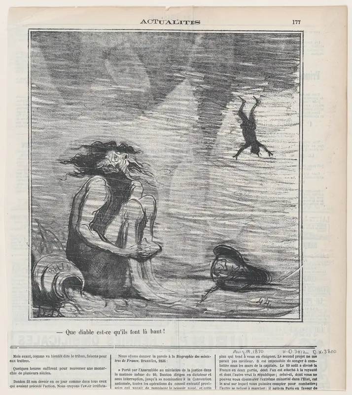What the devil are they doing up there?, from 'News of the day,' published in Le Charivari, August 14, 1870 Wall Art by Honoré Daumier - High-Resolution Digital Print