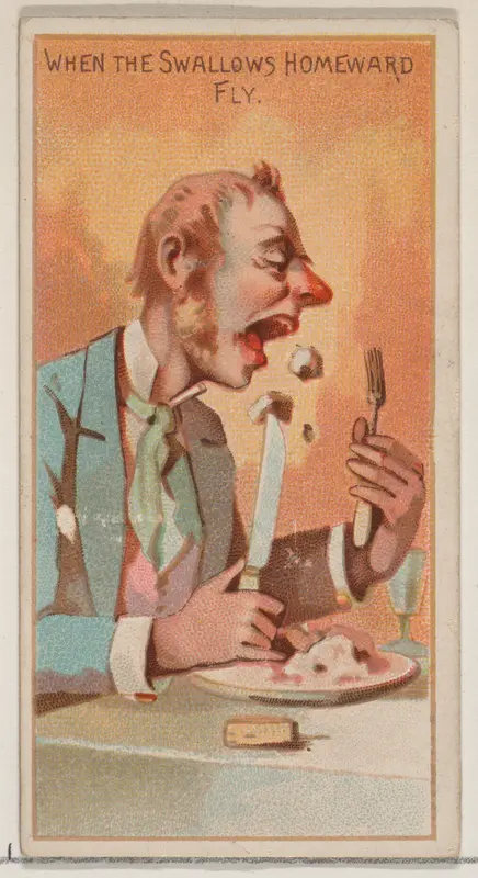 When the Swallows Homeward Fly, from the Jokes series (N87) for Duke brand cigarettes Wall Art by W. Duke, Sons & Co. - High-Resolution Digital Print