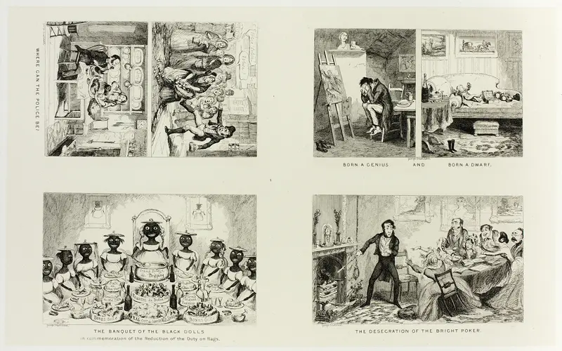 Where Can the Police Be? from George Cruikshank's Steel Etchings to The Comic Almanacks: 1835-1853 (top left) Wall Art by George Cruikshank - High-Resolution Digital Print