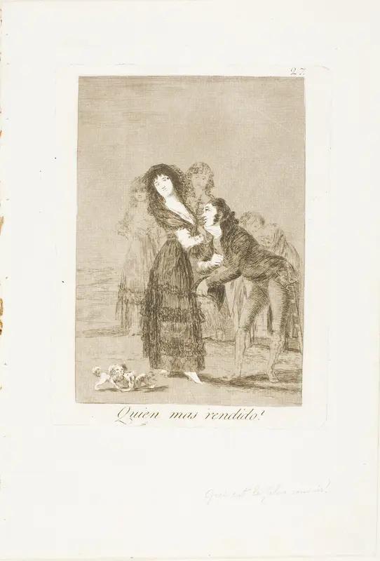 Which of Them is the More Overcome?, plate 27 from Los Caprichos