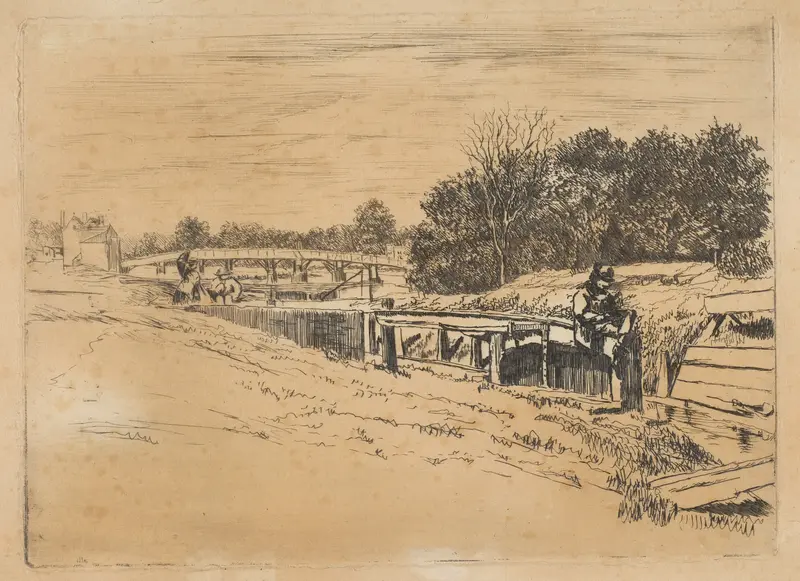Whistler at Moulsey (Molesey Lock) Wall Art by Edwin Edwards - High-Resolution Digital Print