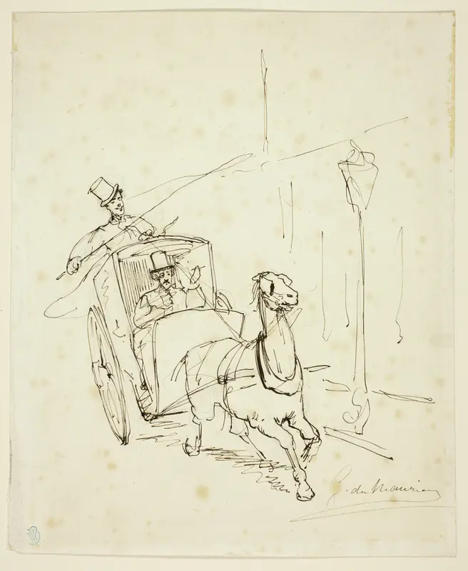 Whistler in a Hansom Cab Wall Art by George Du Maurier - High-Resolution Digital Print
