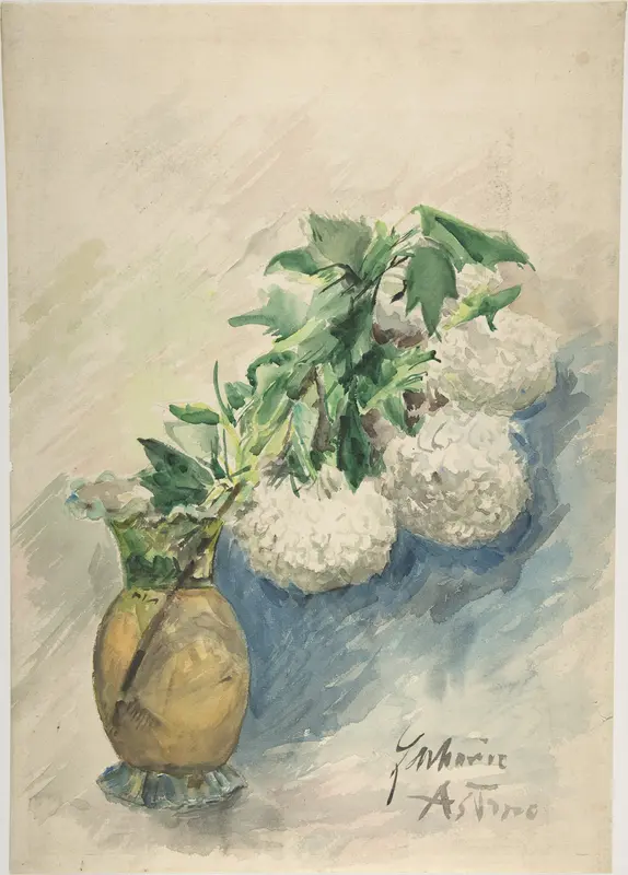 White Flowers in a Vase Wall Art by Zacharie Astruc - High-Resolution Digital Print