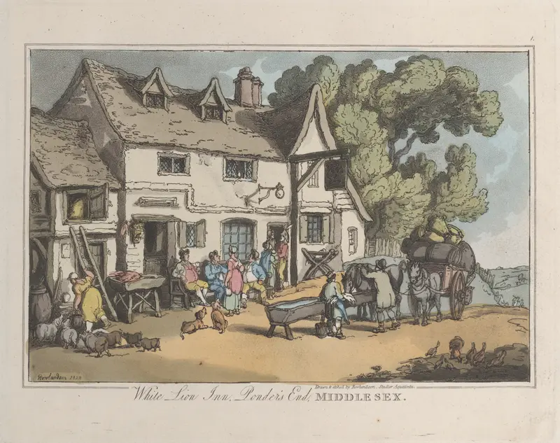White Lion Inn. Ponder's End, Middlesex Wall Art by Thomas Rowlandson - High-Resolution Digital Print