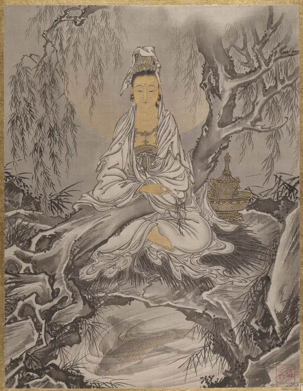 White-Robed Kannon Wall Art by Kawanabe Kyōsai 河鍋暁斎 - High-Resolution Digital Print