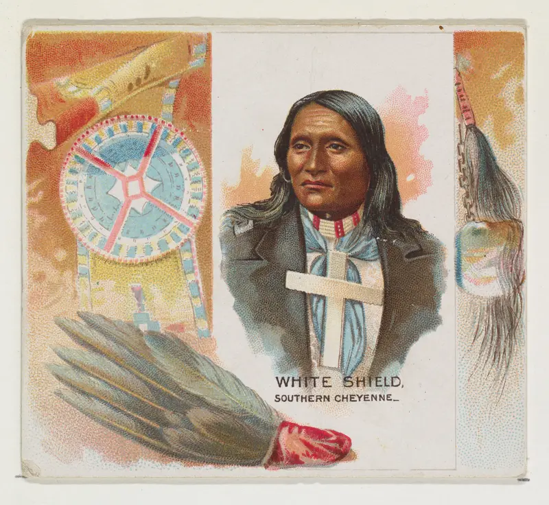 White Shield, Southern Cheyenne, from the American Indian Chiefs series (N36) for Allen & Ginter Cigarettes Wall Art by Allen & Ginter - High-Resolution Digital Print