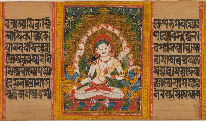 White Tara, Folio from a dispersed Ashtasahasrika Prajnaparamita (Perfection of Wisdom) Manuscript Wall Art by Mahavihara Master - High-Resolution Digital Print