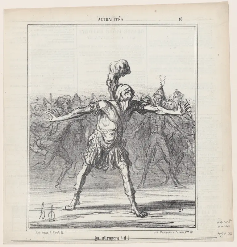 Who will he catch?, from "News of the day" Wall Art by Honoré Daumier - High-Resolution Digital Print