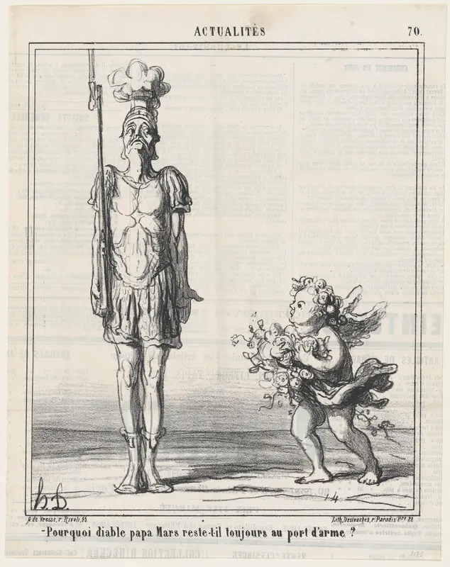Why the hell does Mars still have a weapon?, from 'News of the day,' published in "Le Charivari" Wall Art by Honoré Daumier - High-Resolution Digital Print