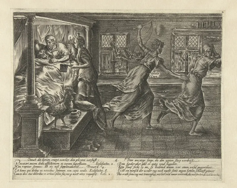 Wie procedeert, heeft slapeloze nachten Wall Art by Hendrick Goltzius - High-Resolution Digital Print