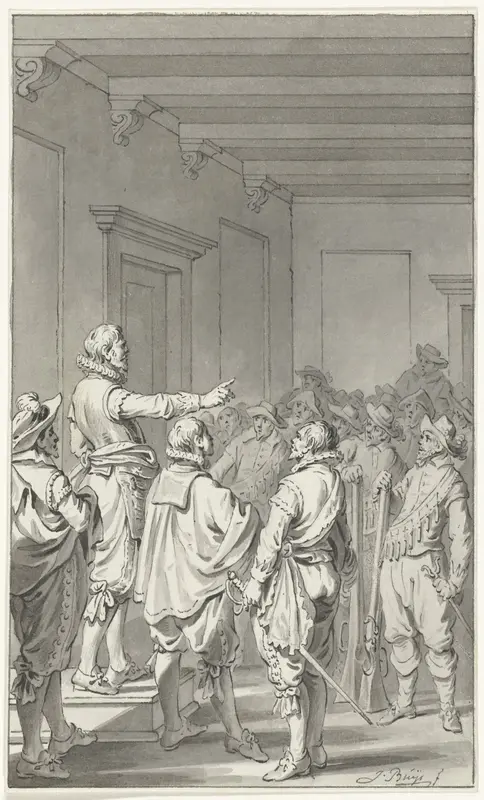 Wigbold Ripperda spreekt de burgers en de schutterij van Haarlem toe, december 1572 Wall Art by Jacobus Buys - High-Resolution Digital Print