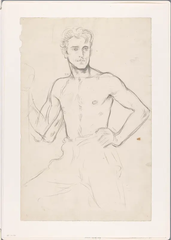 Wijdbeens staande man met ontbloot bovenlichaam Wall Art by Richard Nicolaüs Roland Holst - High-Resolution Digital Print