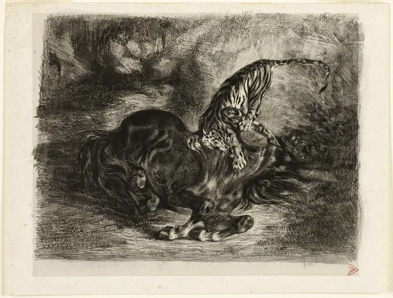 Wild Horse Brought Down by a Tiger