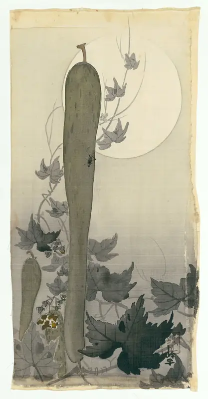 Wilde komkommer met volle maan Wall Art by Ohara Koson - High-Resolution Digital Print