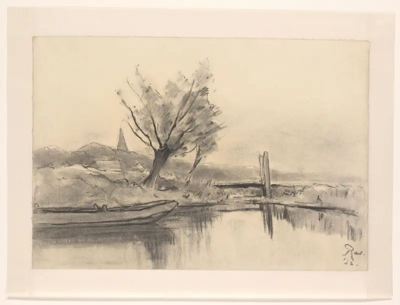 Wilg bij water en brug Wall Art by Unknown - High-Resolution Digital Print
