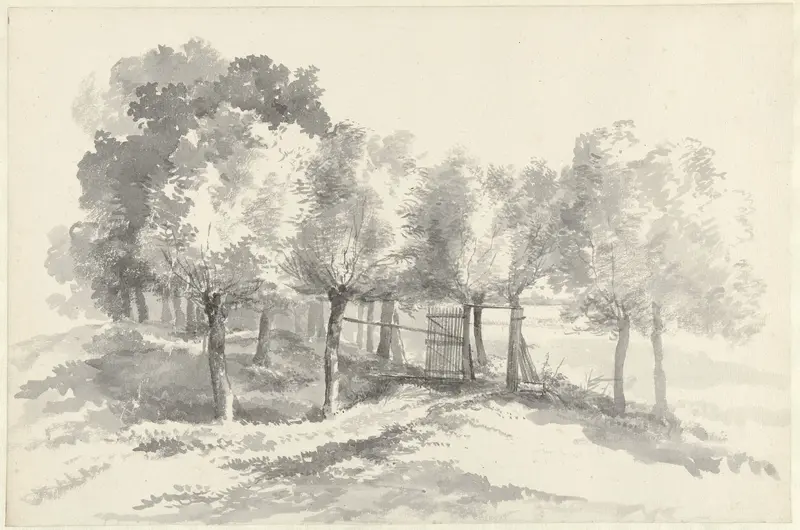 Wilgenboompjes en een hek Wall Art by Abraham Johannes Ruytenschildt - High-Resolution Digital Print