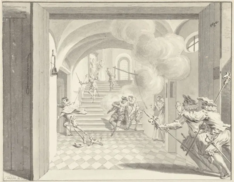 Willem I door Balthasar Gerards vermoord, Delft 10 juli 1584 Wall Art by Unknown - High-Resolution Digital Print