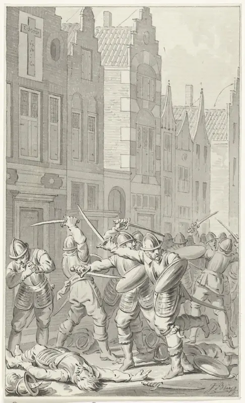Willem van Arkel sneuvelt in de Krijtsteeg te Gorinchem, 1 december 1417 Wall Art by Unknown - High-Resolution Digital Print