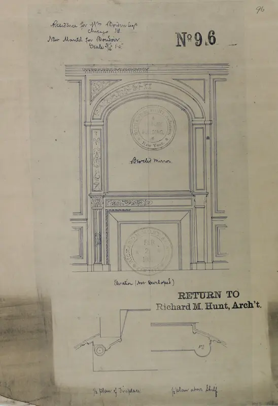 William Borden, Esq. Residence, Chicago, Illinois, Mantel Details Wall Art by Richard Morris Hunt - High-Resolution Digital Print