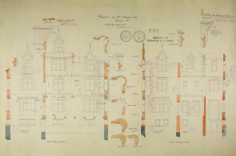 William Borden Residence, Chicago, Illinois, Construction Details Wall Art by Richard Morris Hunt - High-Resolution Digital Print