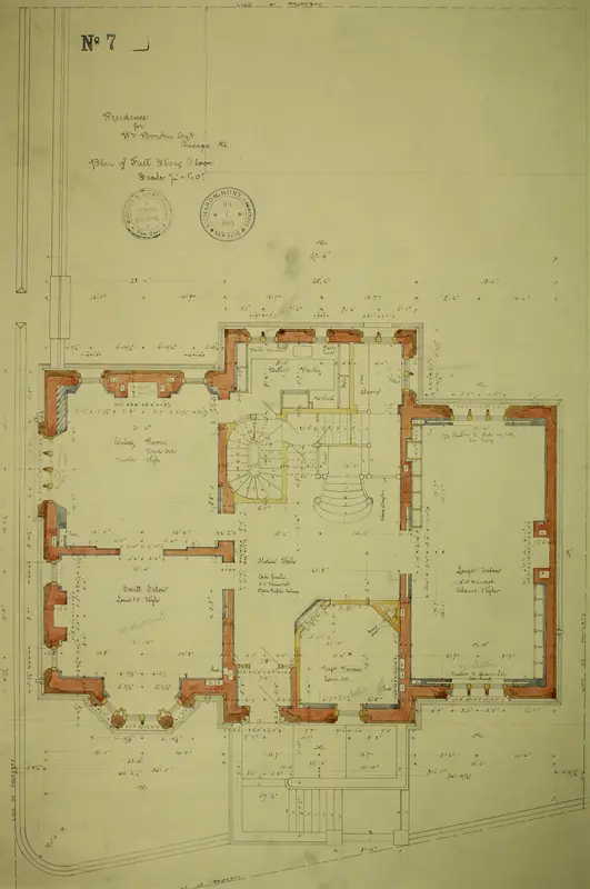 William Borden Residence, Chicago, Illinois, First Floor Plan Wall Art by Richard Morris Hunt - High-Resolution Digital Print