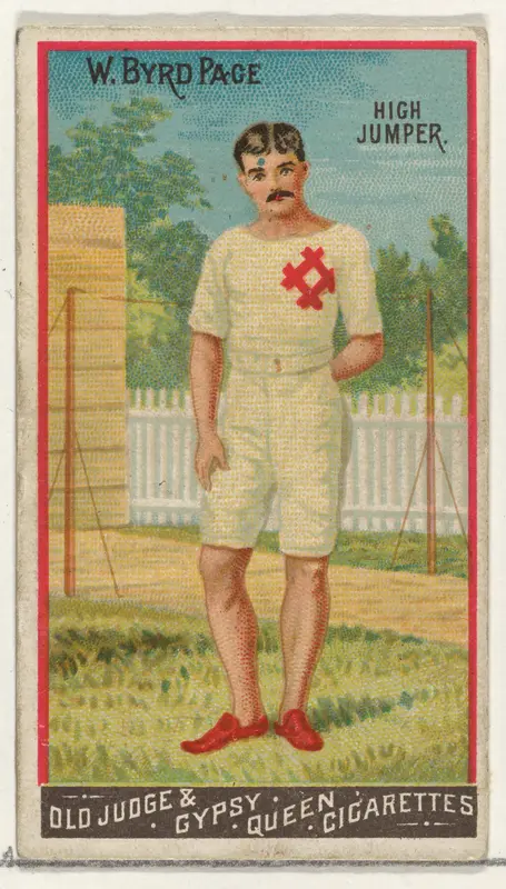 William Byrd Page, High Jumper, from the Goodwin Champion series for Old Judge and Gypsy Queen Cigarettes Wall Art by Goodwin & Company - High-Resolution Digital Print