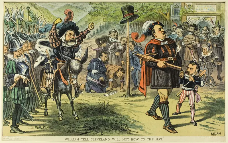 William Tell Cleveland Will Not Bow to the Hat, from Puck Wall Art by Bernard Gillam - High-Resolution Digital Print