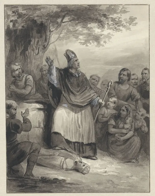 Willibrord verkondigt het geloof op Walcheren, 695 Wall Art by Johann Wilhelm Kaiser (I) - High-Resolution Digital Print