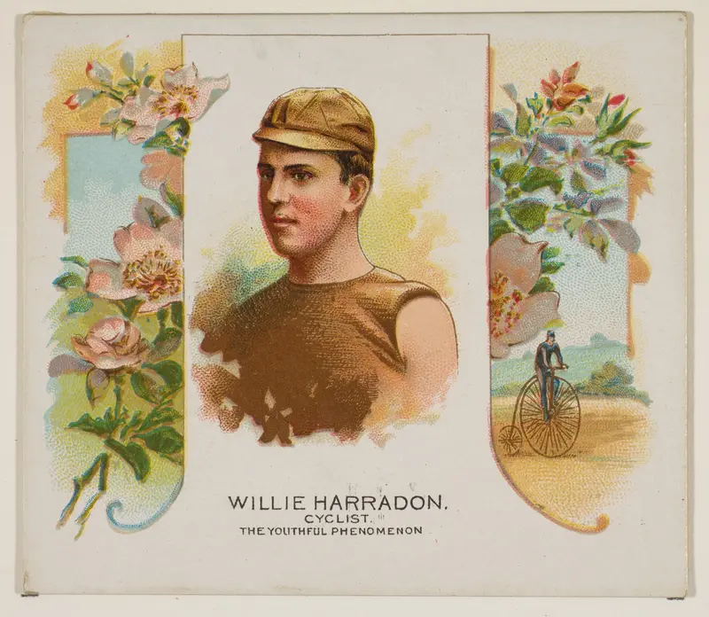 Willie Harradon, Cyclist, The Youthful Phenomenon, from World's Champions, Second Series (N43) for Allen & Ginter Cigarettes Wall Art by Allen & Ginter - High-Resolution Digital Print