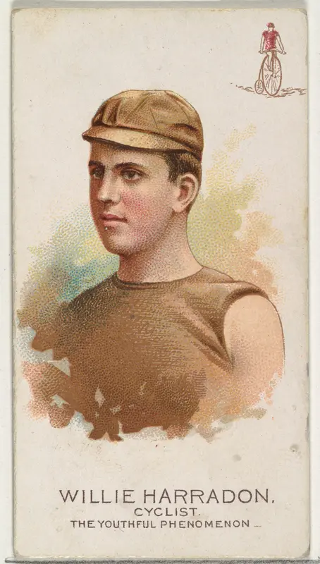 Willie Harradon, Cyclist, The Youthful Phenomenon, from World's Champions, Series 2 (N29) for Allen & Ginter Cigarettes Wall Art by Allen & Ginter - High-Resolution Digital Print
