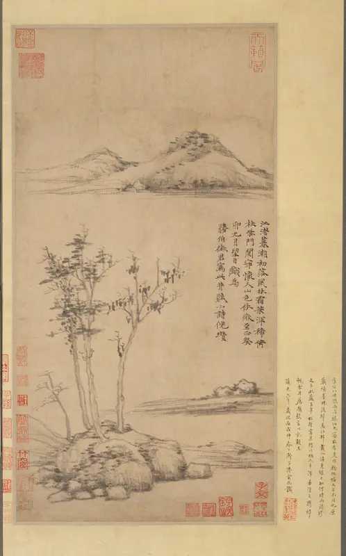 Wind among the Trees on the Riverbank Wall Art by Ni Zan - High-Resolution Digital Print