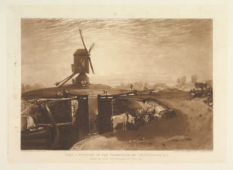 Windmill and  Lock, part VI, plate 27 from "Liber Studiorum" Wall Art by Joseph Mallord William Turner - High-Resolution Digital Print